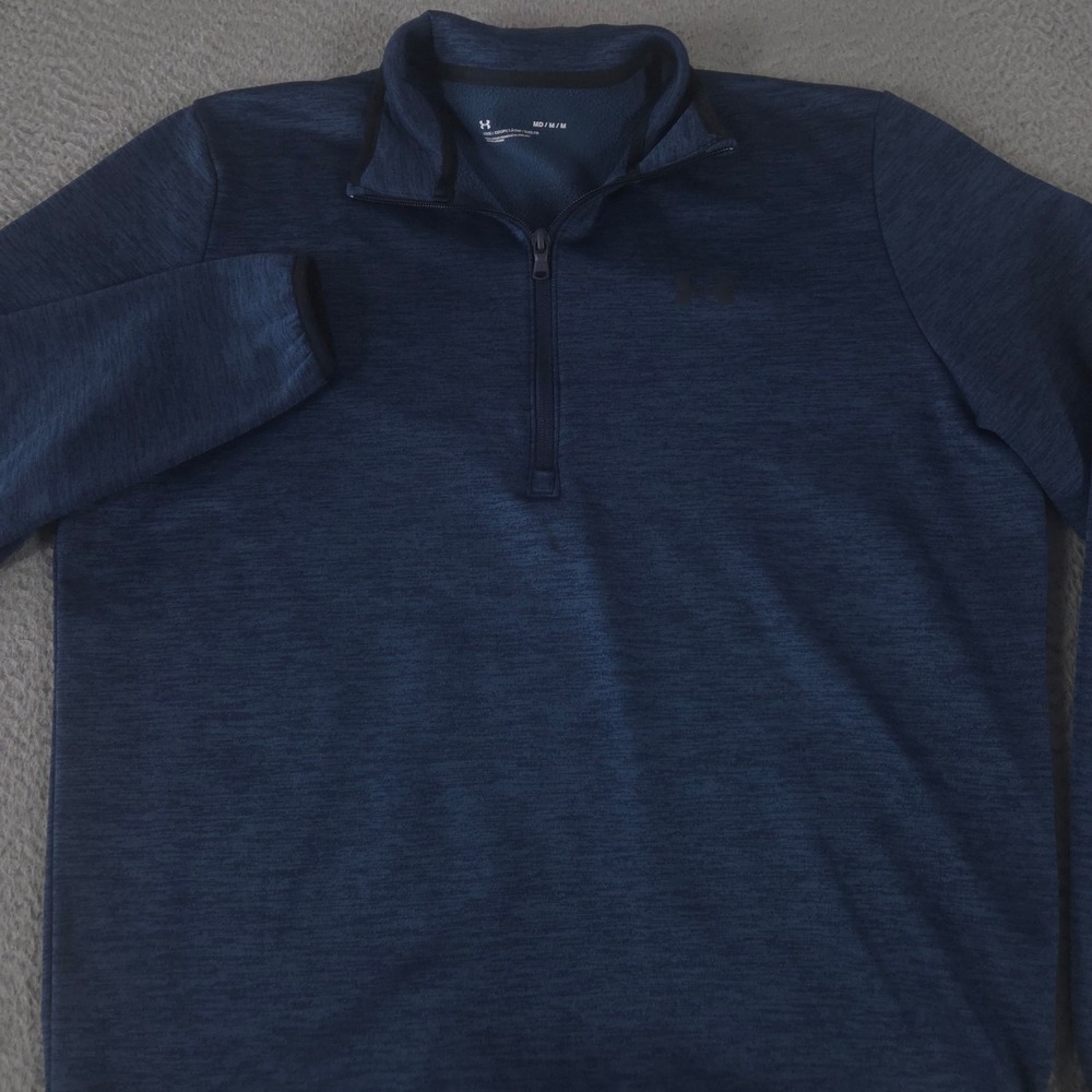 Under Armour Pullover Mens M Navy Armour Fleece 1/2 Zip Heathered Performance